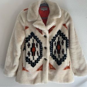 Ecote Faux Fur Aztec Inspired Coat XS